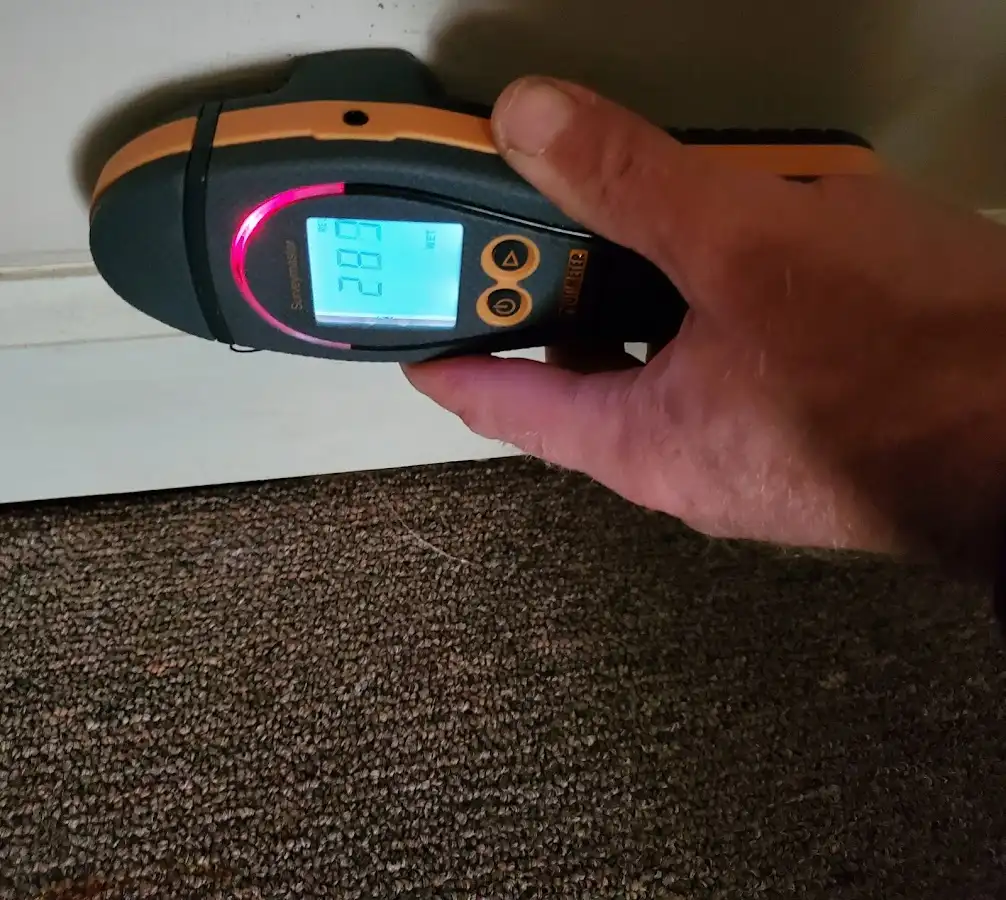 Moisture detection at baseboard during Burst Pipe Cleanup in Fort Stockton